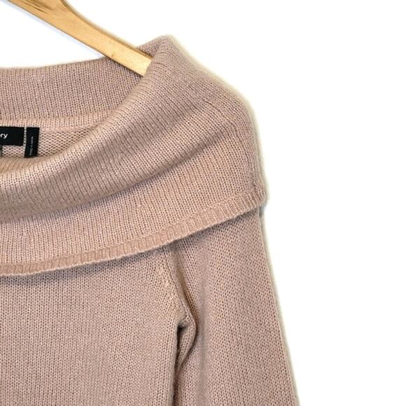 Theory Off The Shoulder Long Sleeve Light Pink Wool Blend Pullover Sweater Small - Picture 4 of 14